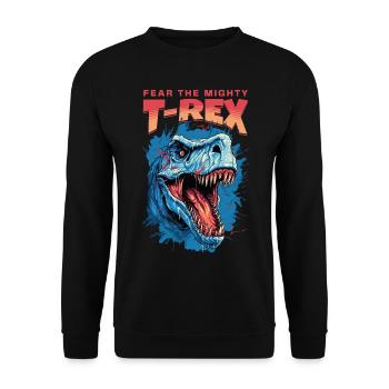 T-Rex Dinosaurier Dino Tyrannosaurus Rex Vintage - Unisex Pullover - Schwarz - Vorne - Alina (178cm) & Michal (187cm)