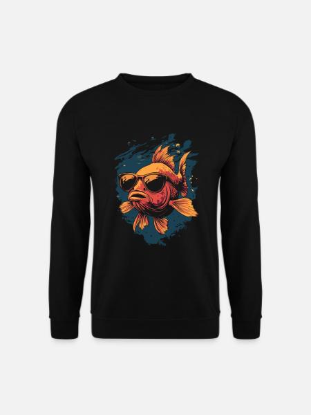 Cooler Fisch für Angler - Unisex Pullover - Schwarz