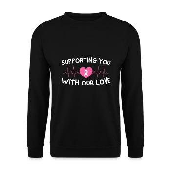 Supporting You With Our Love Breast Cancer - Unisex Sweatshirt - black - Front - Alina (178cm) & Michal (187cm)