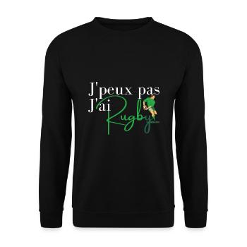 Je peux pas j'ai rugby - J'peux pas j'ai rugby - Sweat-shirt Unisexe - noir - Devant - Alina (178cm) & Michal (187cm)