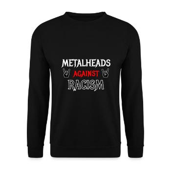 Heavy Metal Heads against racism gegen Rassismus - Unisex Pullover - Schwarz - Vorne - Alina (178cm) & Michal (187cm)