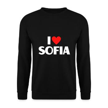 I love Sofia Red Heart Love Fan Gift - Unisex Sweatshirt - black - Front - Alina (178cm) & Michal (187cm)