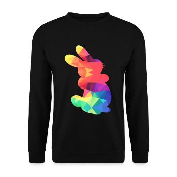 Buntes Häschen - Unisex Pullover - Schwarz - Vorne - Alina (178cm) & Michal (187cm)