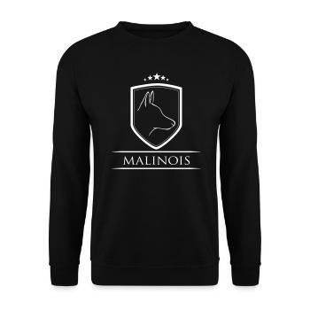 MALINOIS WAPPEN - Unisex Pullover - Schwarz - Vorne - Alina (178cm) & Michal (187cm)