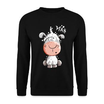 Drolliges Schaf - Schafe - Lamm - Fun - Unisex Pullover - Schwarz - Vorne - Alina (178cm) & Michal (187cm)