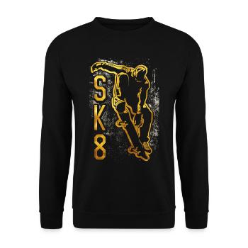 Skater Gold | SK8 | Skate | Skateboard - Unisex Pullover - Schwarz - Vorne - Alina (178cm) & Michal (187cm)