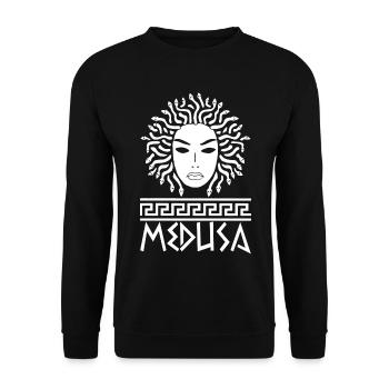 Femme aux cheveux de serpents (blanc) - Sweat-shirt Unisexe - noir - Devant - Alina (178cm) & Michal (187cm)