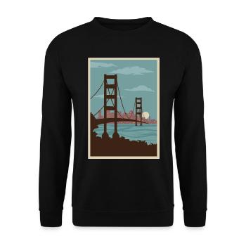Golden Gate of San Francisco, vintage illustration - Unisex Sweatshirt - black - Front - Alina (178cm) & Michal (187cm)
