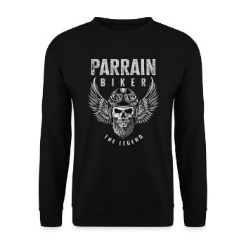 Parrain biker motard cadeau drôle moto - Sweat-shirt Unisexe - noir - Devant - Alina (178cm) & Michal (187cm)