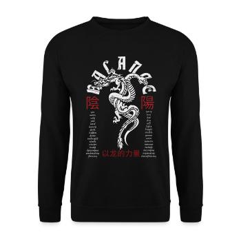 Chinese dragon and snake - Unisex Sweatshirt - black - Front - Alina (178cm) & Michal (187cm)