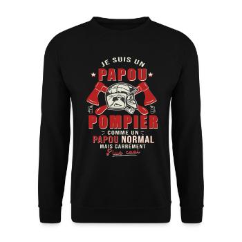 papou pompier cadeau humour sapeurs pompiers - Sweat-shirt Unisexe - noir - Devant - Alina (178cm) & Michal (187cm)