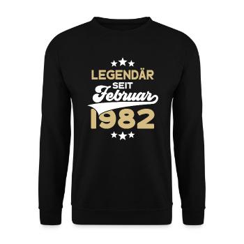 44. GEBURTSTAG LEGENDÄR SEIT FEBRUAR 1982 LEGENDE - Unisex Pullover - Schwarz - Vorne - Alina (178cm) & Michal (187cm)