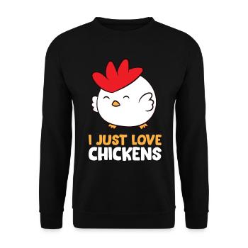 Poulet - J’adore les poulets - Sweat-shirt Unisexe - noir - Devant - Alina (178cm) & Michal (187cm)