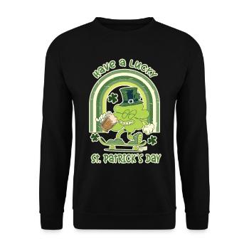 ST. Patrick's Day Skater Clover - Unisex Sweatshirt - black - Front - Alina (178cm) & Michal (187cm)