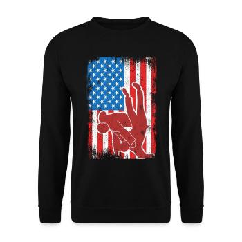 Judo USA Flagge - Unisex Pullover - Schwarz - Vorne - Alina (178cm) & Michal (187cm)