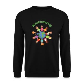 Weltkindertag - Unisex Pullover - Schwarz - Vorne - Alina (178cm) & Michal (187cm)