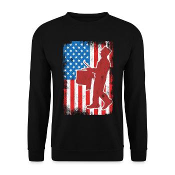 Drum 4th of July USA - Unisex Sweatshirt - black - Front - Alina (178cm) & Michal (187cm)