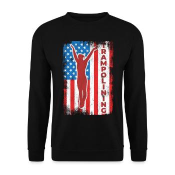 Trampolinspringen USA Flagge - Unisex Pullover - Schwarz - Vorne - Alina (178cm) & Michal (187cm)