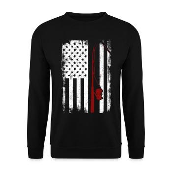 Patriotischer Fischer - Unisex Pullover - Schwarz - Vorne - Alina (178cm) & Michal (187cm)