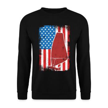 USA Patriotic Windsurfer - Unisex Sweatshirt - black - Front - Alina (178cm) & Michal (187cm)