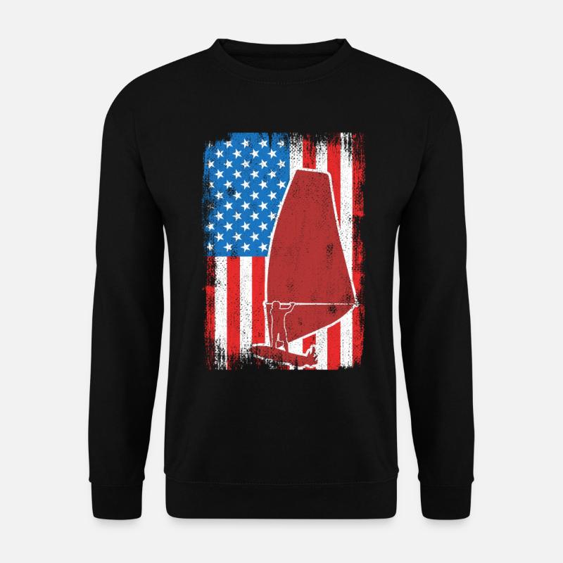 USA Patriotischer Windsurfer - Unisex Pullover - Schwarz