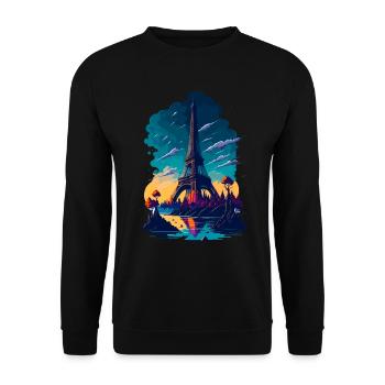 Abstract Tower of Paris - Unisex Sweatshirt - black - Front - Alina (178cm) & Michal (187cm)
