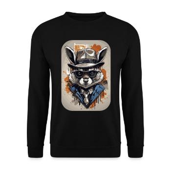 Waschbär Gangster Alte Schule - Unisex Pullover - Schwarz - Vorne - Alina (178cm) & Michal (187cm)