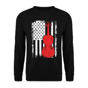 4. Juli USA Violine - Unisex Pullover - Schwarz - Vorne - Alina (178cm) & Michal (187cm)
