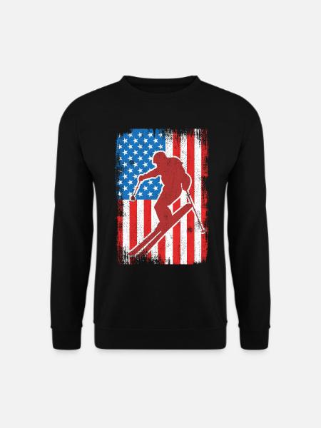 USA Patriotischer Skifahrer - Unisex Pullover - Schwarz