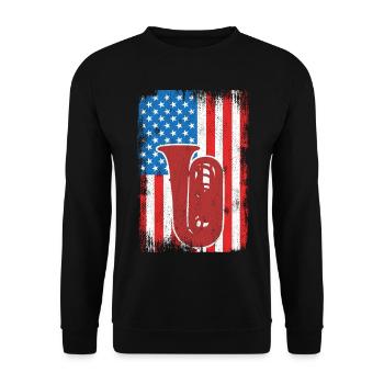 Tubaspieler US Flagge - Unisex Pullover - Schwarz - Vorne - Alina (178cm) & Michal (187cm)