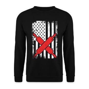 US Flagge Bäcker - Unisex Pullover - Schwarz - Vorne - Alina (178cm) & Michal (187cm)