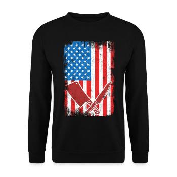 US Flagge Schlachter - Unisex Pullover - Schwarz - Vorne - Alina (178cm) & Michal (187cm)