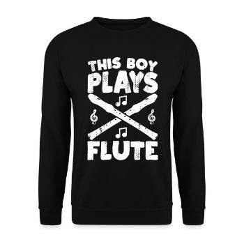 This boy plays the flute - Unisex Sweatshirt - black - Front - Alina (178cm) & Michal (187cm)