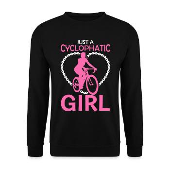 Nur eine Radfahrerin - Unisex Pullover - Schwarz - Vorne - Alina (178cm) & Michal (187cm)
