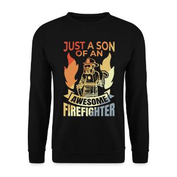 Son of a great firefighter - Unisex Sweatshirt - black - Front - Alina (178cm) & Michal (187cm)