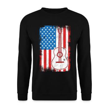 US Flagge Gitarrist - Unisex Pullover - Schwarz - Vorne - Alina (178cm) & Michal (187cm)