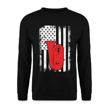 4th of July USA Tuba - Unisex Sweatshirt - black - Front - Alina (178cm) & Michal (187cm)