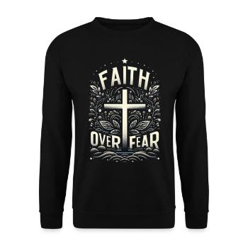 Conception de la Croix de la Foi avant la Peur - Sweat-shirt Unisexe - noir - Devant - Alina (178cm) & Michal (187cm)