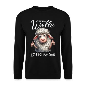Komm Wolle Ich Schaf Das - Unisex Pullover - Schwarz - Vorne - Alina (178cm) & Michal (187cm)