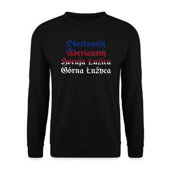 Oberlausitz mit sorbischer Flagge blau-rot-weiß - Unisex Pullover - Schwarz - Vorne - Alina (178cm) & Michal (187cm)