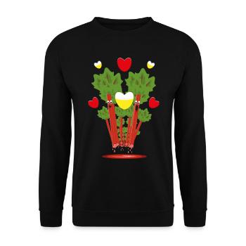 Bier trifft Rhabarber, ein toller Hingucker. - Unisex Pullover - Schwarz - Vorne - Alina (178cm) & Michal (187cm)