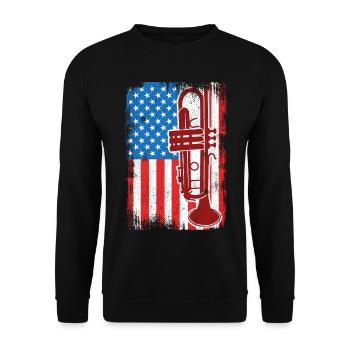 4. Juli USA Trompeter - Unisex Pullover - Schwarz - Vorne - Alina (178cm) & Michal (187cm)
