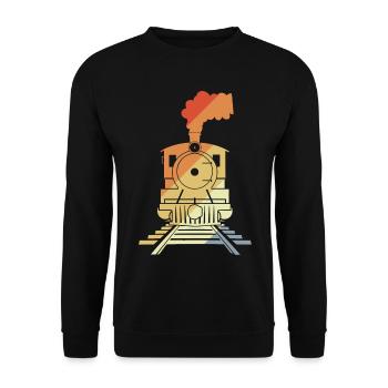 Eisenbahn Zeichnung Vintage Stil - Unisex Pullover - Schwarz - Vorne - Alina (178cm) & Michal (187cm)