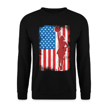 USA Patriotische Cheerleaderin - Unisex Pullover - Schwarz - Vorne - Alina (178cm) & Michal (187cm)