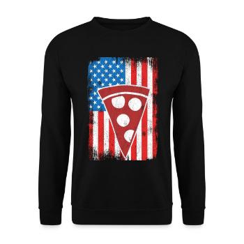 4th of July US Pizza - Unisex Sweatshirt - black - Front - Alina (178cm) & Michal (187cm)