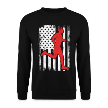 Patriotischer US Läufer - Unisex Pullover - Schwarz - Vorne - Alina (178cm) & Michal (187cm)