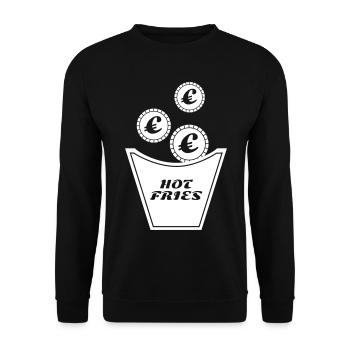 T-shirt design French fries box with euro coins - Unisex Sweatshirt - black - Front - Alina (178cm) & Michal (187cm)