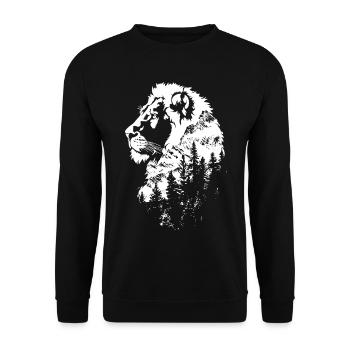 Lion Nature Forest Mountains Lion Head - Unisex Sweatshirt - black - Front - Alina (178cm) & Michal (187cm)