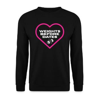 Gewichte Vor Verabredungen Motivation T-Shirt - Unisex Pullover - Schwarz - Vorne - Alina (178cm) & Michal (187cm)