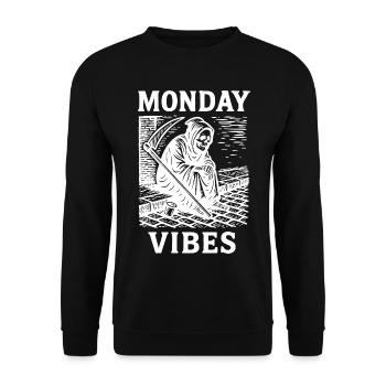 Monday Vibes – Grande Faucheuse en éclosion en bois - Sweat-shirt Unisexe - noir - Devant - Alina (178cm) & Michal (187cm)